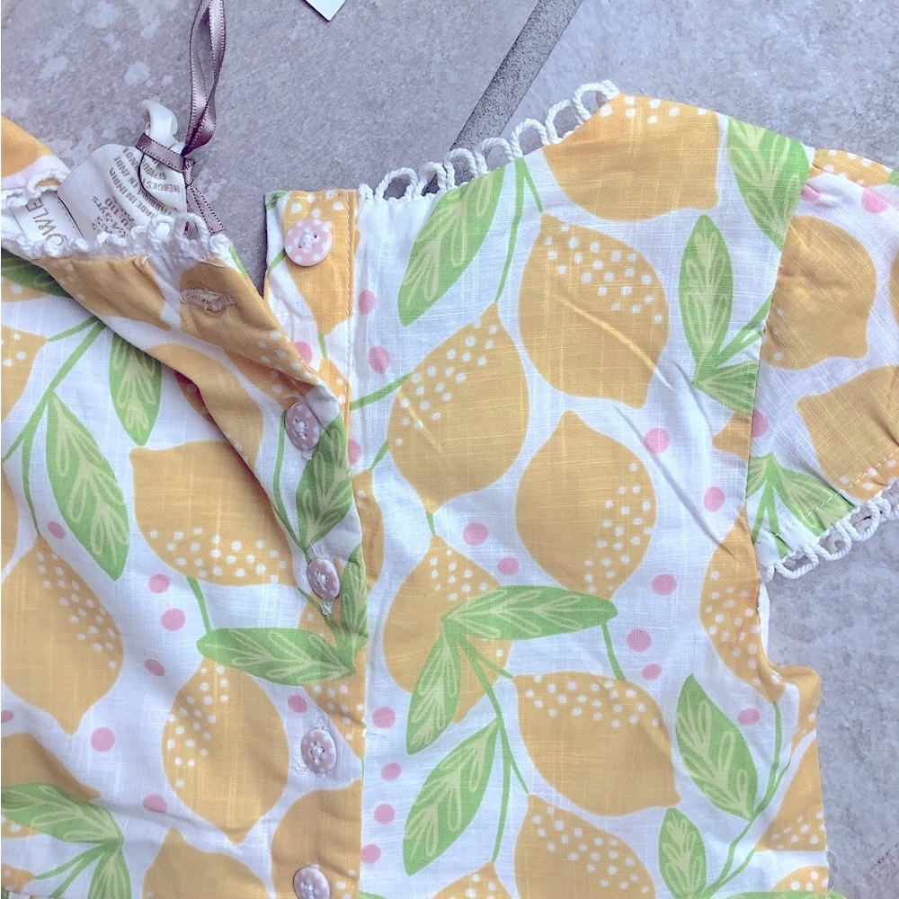 NWT Adorable Cynthia Rowley Lemon Dress Yellow Green Scalloped Lace - Picture 2 of 9
